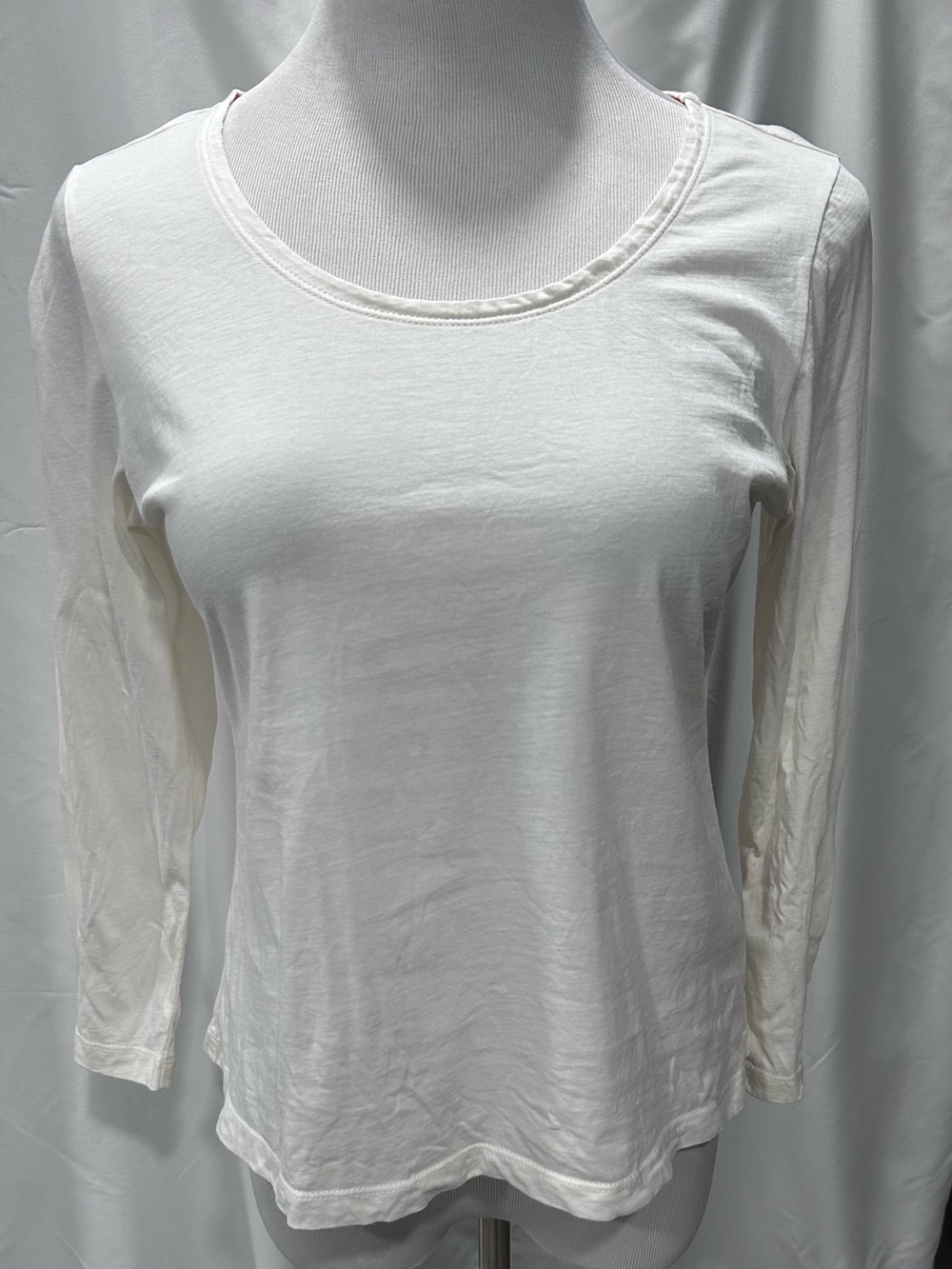 Gudrun Sjoden Women White Long Sleeve Organic Cotton Scoop Neck Top Size M